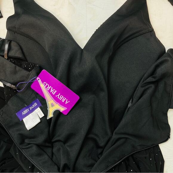 Abby Paris Black sequin studded gown Size 14 NWT - Picture 9 of 14